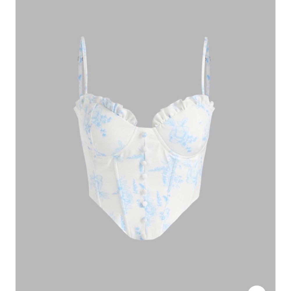 Cider Floral Ruffle Corset Tank Top